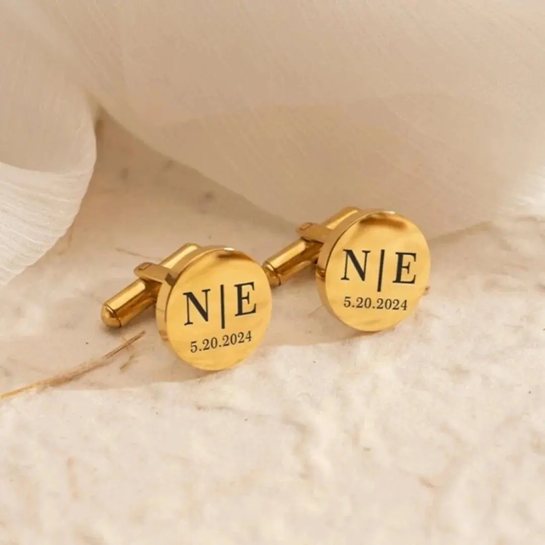 Custom Cufflinks for Groom Stainless Steel Men's Initials Cufflinks Personalized Wedding Best Man Jewelry Gift