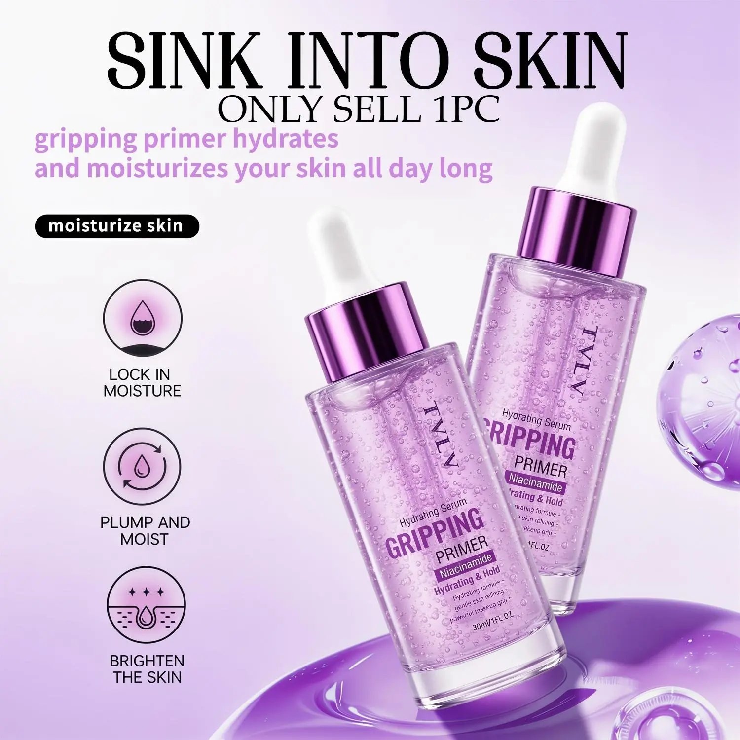 Niacinamide Firming Primer Serum, Hydrating Moisturizing Facial Essence, Brightening and Hydrating, Lightweight Texture, Fast Absorbing, Brightening Makeup Base for Flawless Complexion