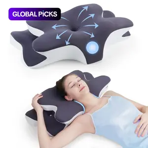 Double-Sided Contoured Neck Pillow, Unscented Supportive Memory Foam with Cooling Cover, Zoned Design & Extra-Large Armrest for Deep Sleepers & Side/Stomach/Back Sleepers #TOP PICKS