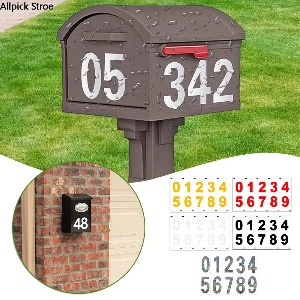 Modern Waterproof Address Labels, 2/4 Pcs Self-Adhesive Stick-on Digits for Outdoor Mailboxes & Home Address Signs for Homeowners, 2Pc, Numerical Digits