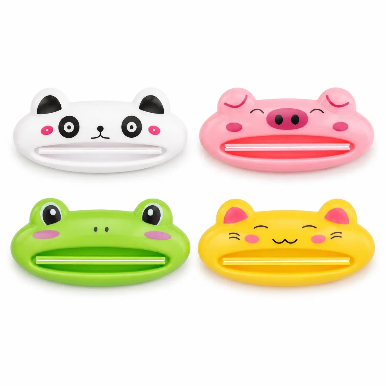 4 Pack Cute Animal Toothpaste Tube Squeezers for Kids, Cartoon Plastic Tube Rollers for Toothpaste, Facial Cleanser, Cream and Lotion