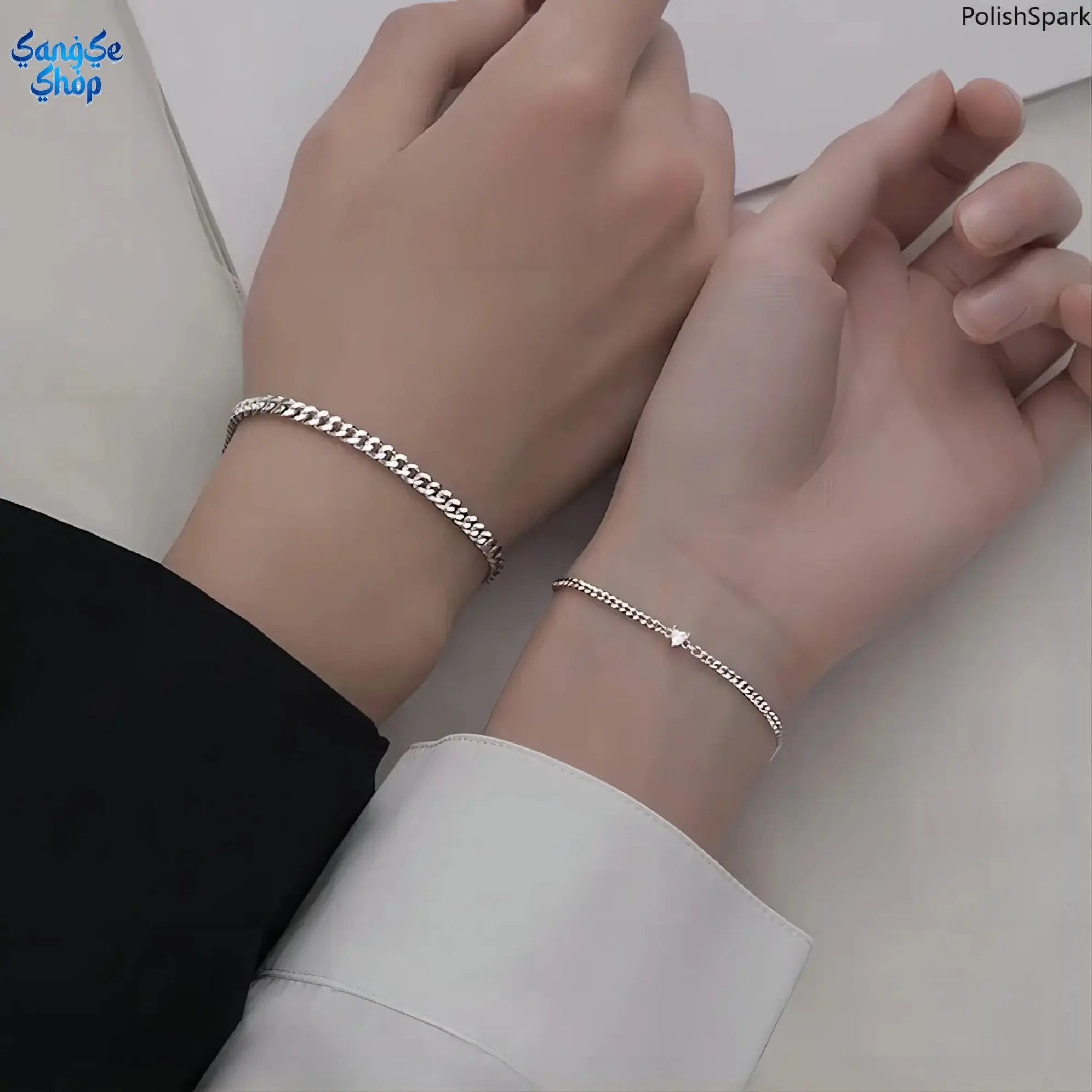 Exquisite Bracelet for Couples, Minimalist Cuban Link & Heart Crystal Matching Set, Adjustable Alloy Jewelry for Him and Her, Romantic Gifts for Her, Beautiful Bracelets, Crystal Inspired, 2 Bracelets