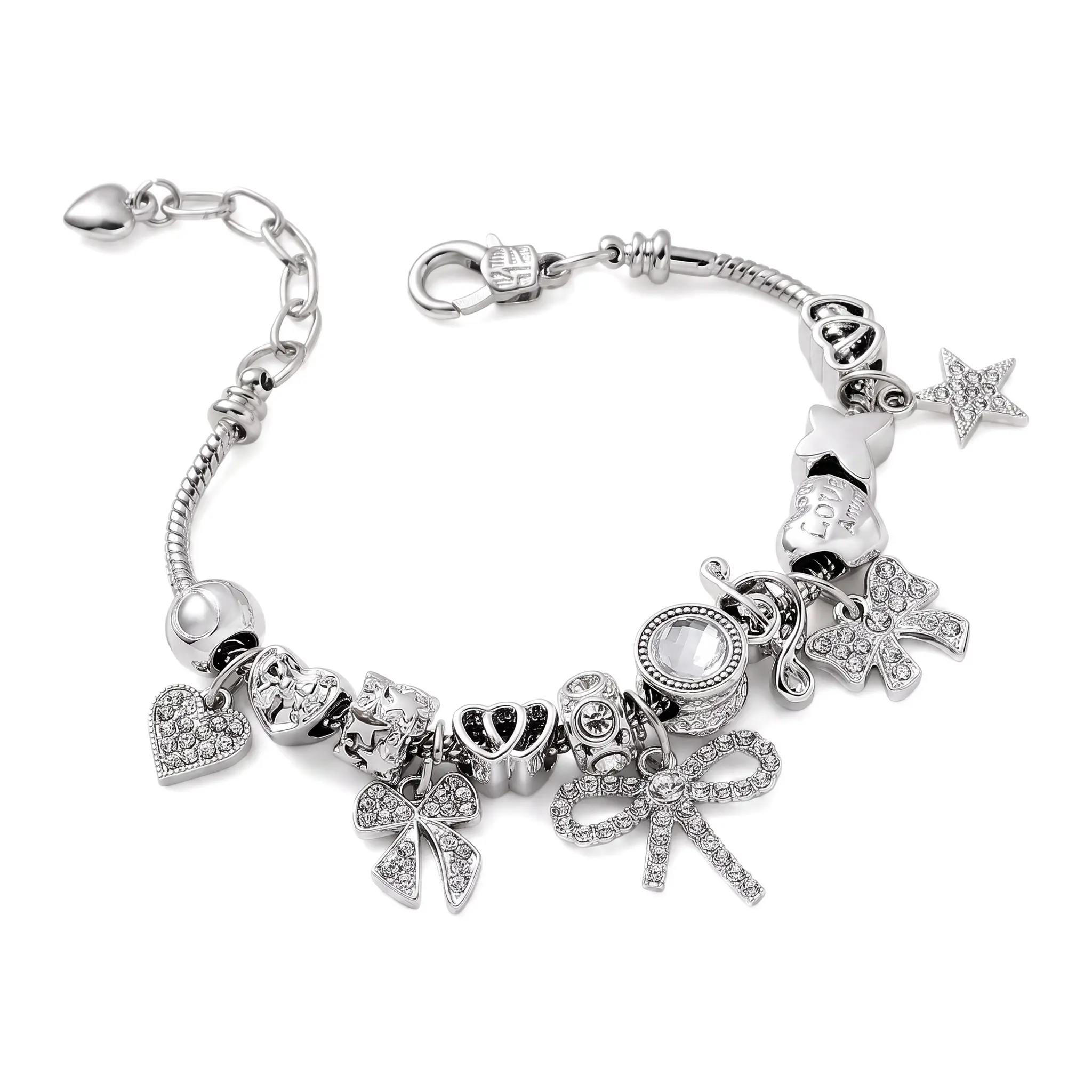 Women's Zinc Alloy Charm Bracelet - Lovely All-Match Costume Jewelry with Star Motifs, Musical Notes, Bow Decorations - Year-Round Daily Wrist Accessory, Party Wear, Unisex Elegant Gift for Celebrations