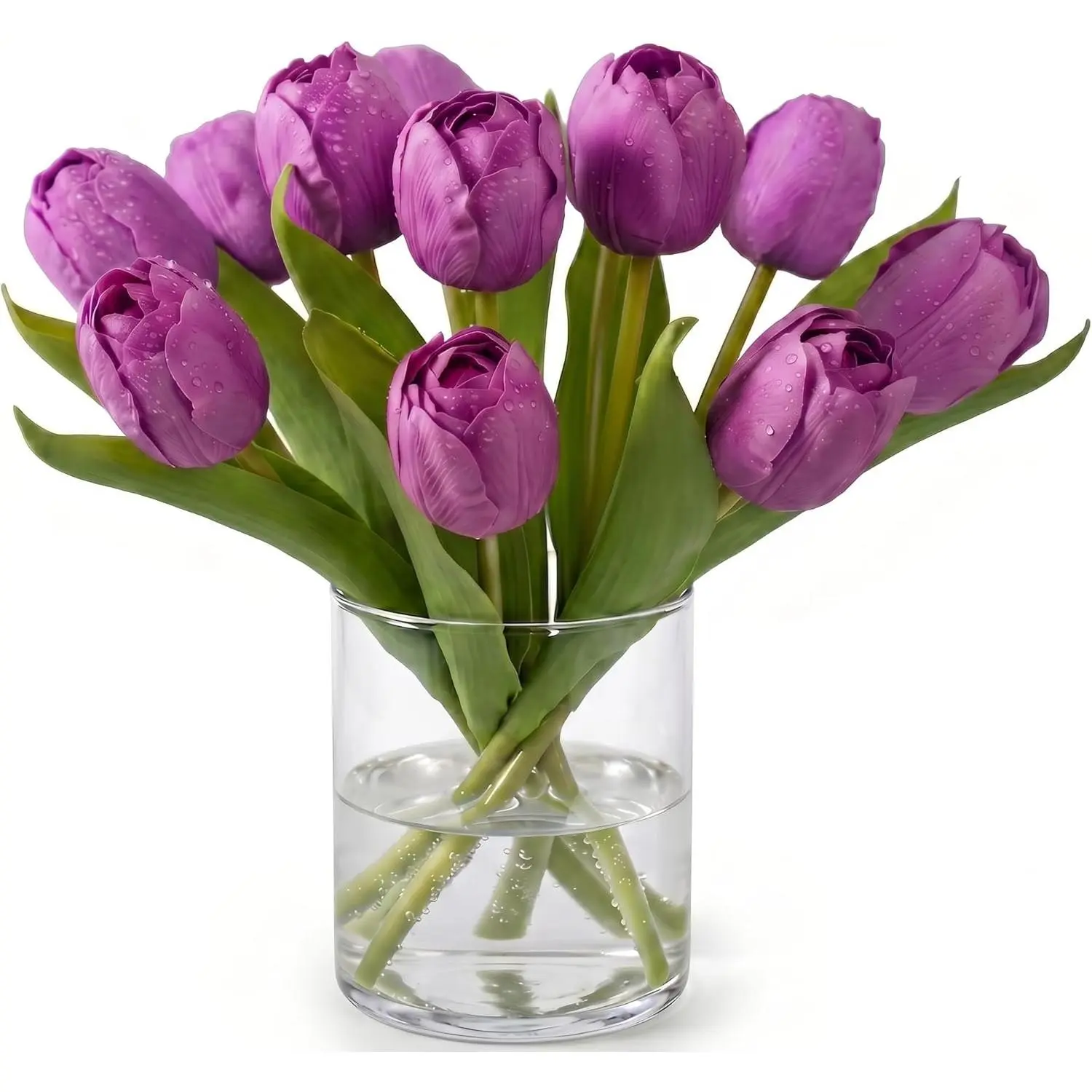 Shiningfuture Premium Moist-Touch Silk Fabric Artificial Tulips - 2 Bunches, 6 Stems per Bunch, Long-Lasting No-Maintenance Floral Decor for Home, Wedding Decor, Tabletop, Balcony