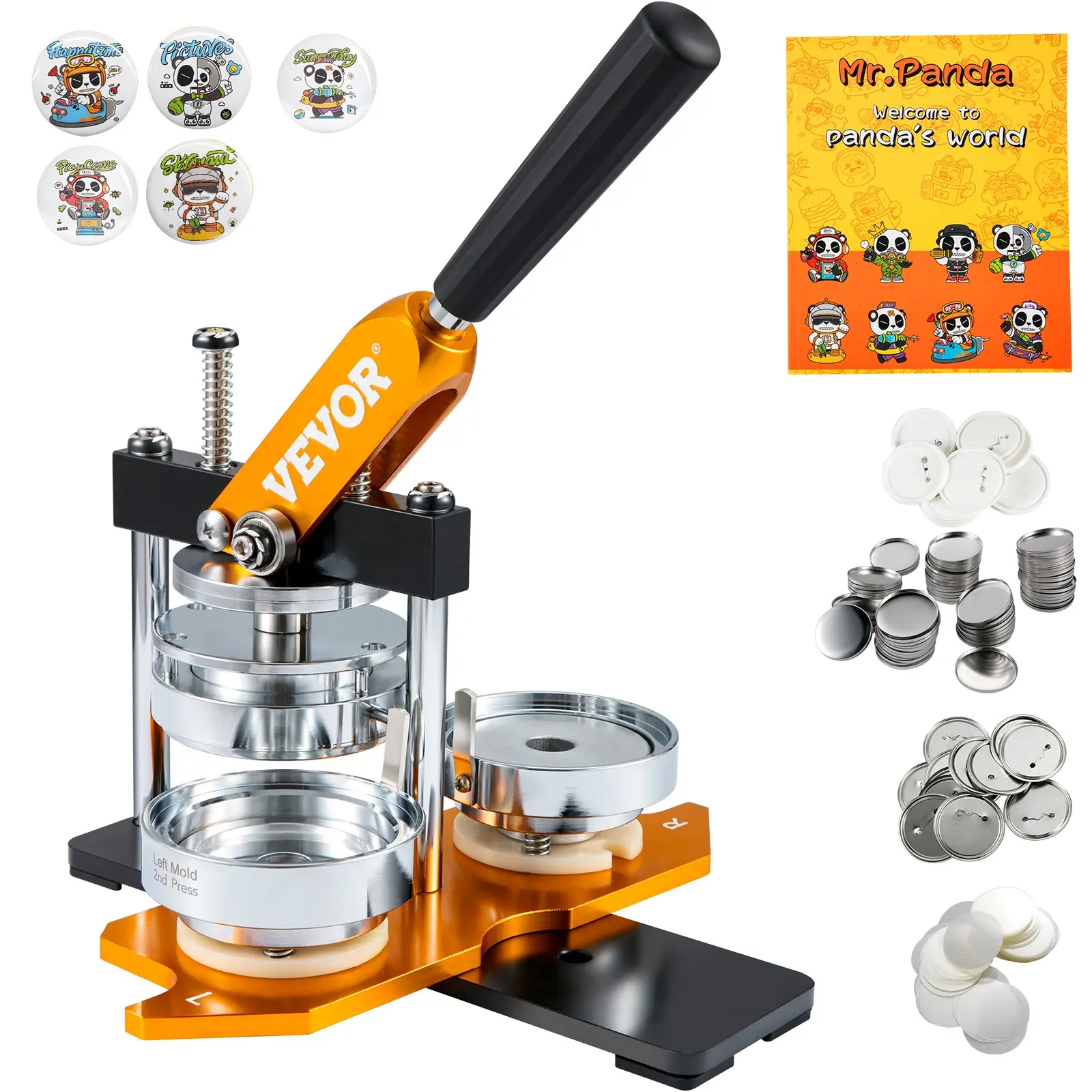 【DealsForYouDays】VEVOR Button Maker Machine, 75 mm (3 inch) Badge Punch Press Kit, Children DIY Gifts Pin Maker, Button Making Supplies with 100pcs Button Parts Circle Cutter Magic Book