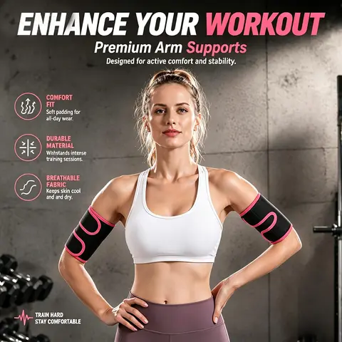 Arm Trimmers for Women & Men,Sauna Sweat Arm Trainer,Adjustable Sweat Arm Shaper Bands(a pair), Black, Workout