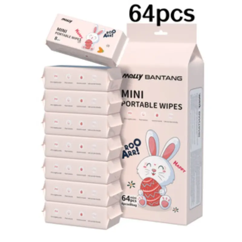 64pcs Portable Wet Wipes, Compact and Convenient, Ideal for Shopping, Business Trips, School, Work, Outdoor, Camping, Travel, Soft and Skin-Friendly