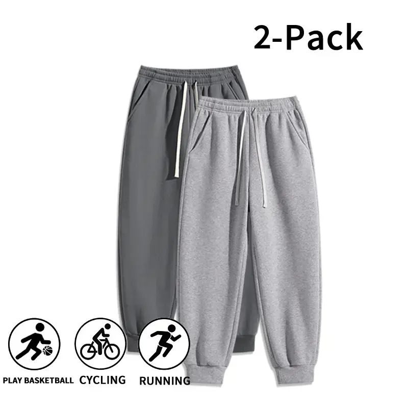 2-Pack or 1-Pack Men’s Cotton Blend Joggers – Ultra Soft Drawstring Sweatpants, Athletic Pants with Elastic Cuffs for Gym, Streetwear, and Everyday Wear