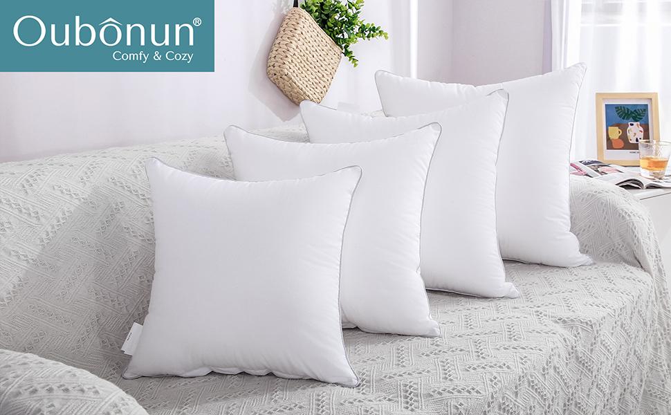 18"x18" Pillow Inserts (Set of 2) - Throw Pillow Inserts with 100% Cotton Cover - 18 Inch Square Sofa Pillow Inserts - Decorative Pillow Insert Pair - White Couch Pillow