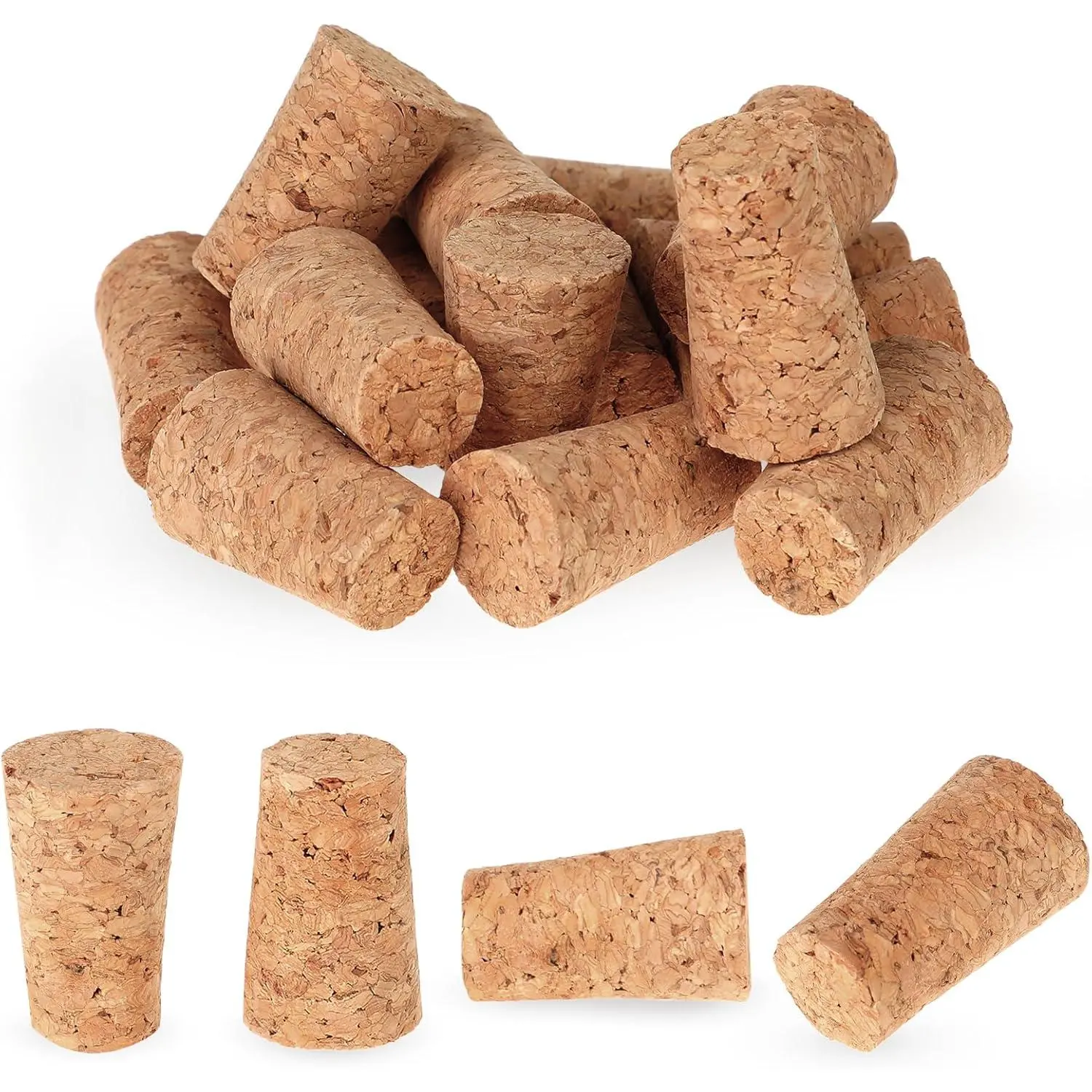 16 Pack Soft  Corks Tapered Cork Wooden  Bottle Stopper  Leakproof  Bottle Corks for  Making Craft, 0.67 x 0.87 x 1.38 Inch