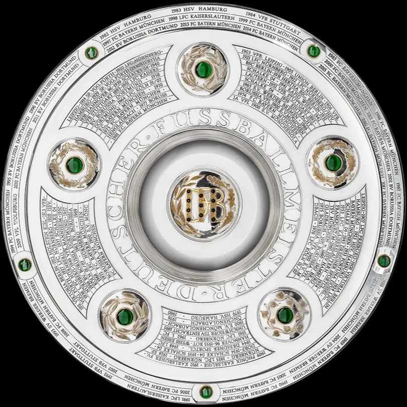Wokusen Football Bundesliga Cup Champion Trophy Model, Replica German Championship Silver Shield Crafted Display Piece, High-End Sports Collectible, Soccer Trophy