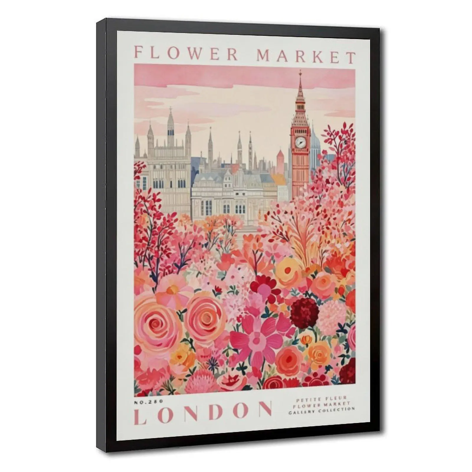 London City Poster, Flower Market Art Print, Botanical Floral Wall Decor, English Cottage Style Home Artwork
