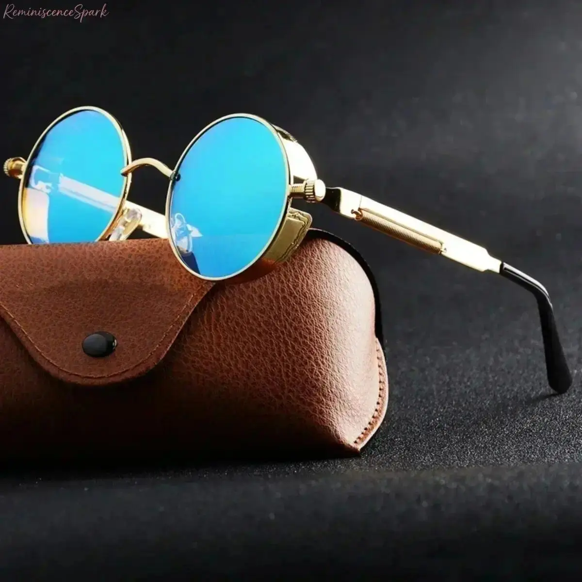 Unisex Metal Steampunk Round Sunglasses, Vintage Retro UV400 Protective Durable Shades for Cosplay & Daily Casual Wear