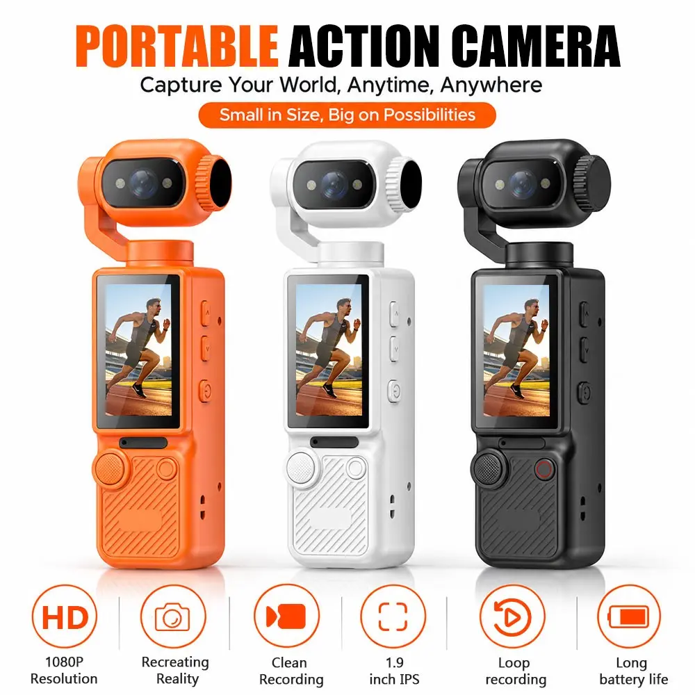 1080P Digital Camera with Flip Screen & Rotating Lens, WiFi Vlog Camera, Night Vision, Portable Video Recorder for Travel, Optional 32GB/64GB Memory Card, Portable Vlogging Camera