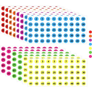 3500 count 0.39 Inch 1 to 100 Number Stickers Small Number Dot Labels,Consecutive Number Self Adhesive Decal for Inventory, Storage, Boxes, Classification, Organizing, Indoors and Outdoors (Multicolor)