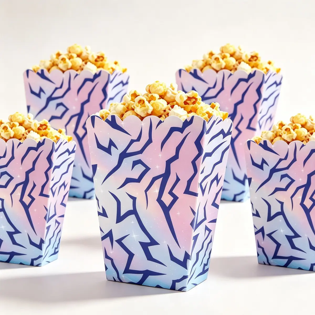 12pcs Paper Popcorn Box, Lightning Pattern Candy Box, Birthday Food Gift Box, Party Decoration Supplies, Wedding Supplies, Scene Decor