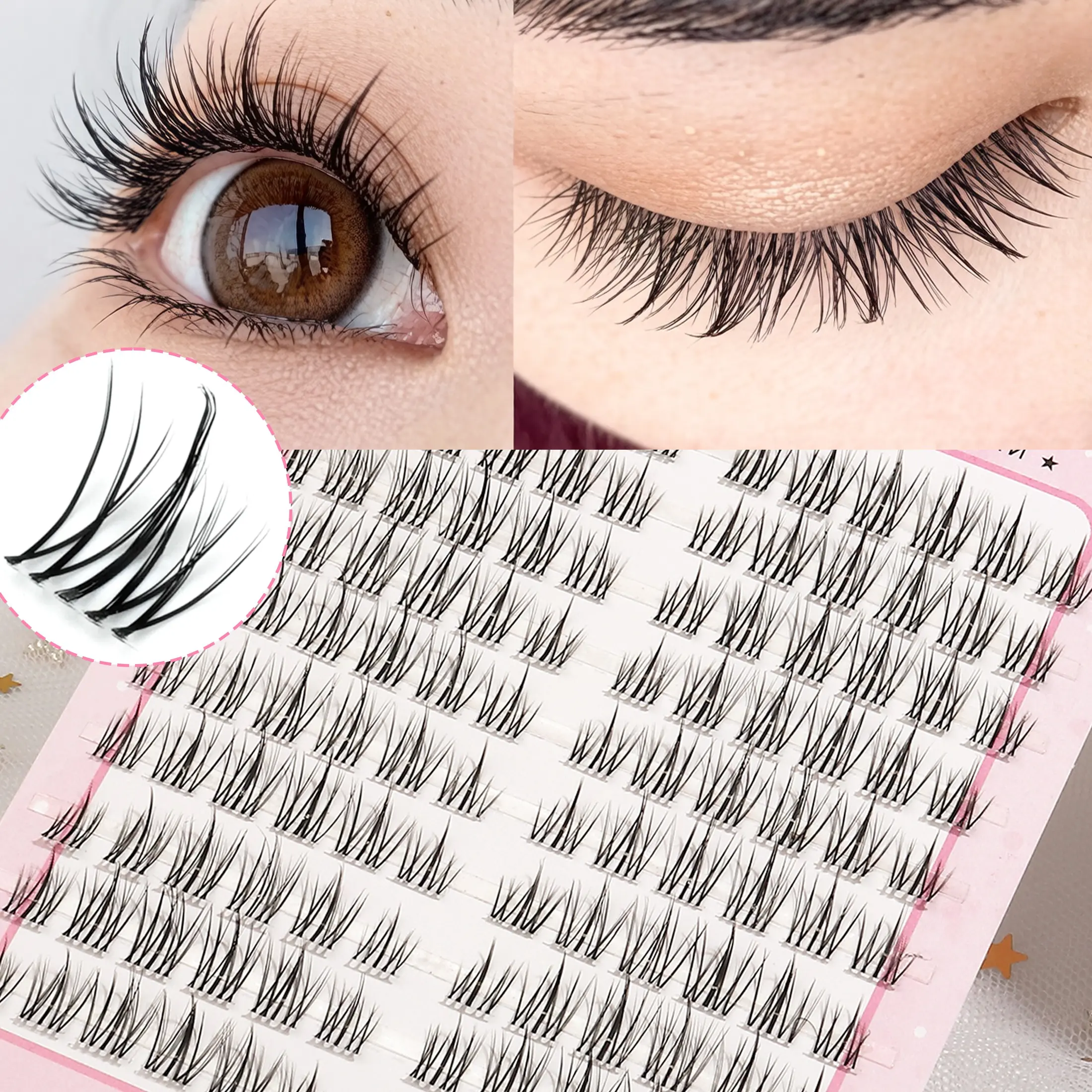 120 Pcs Sunflower Comic False Lashes, Soft Transparent Strips, Reusable, DIY, Natural Look, Eye Enlargement, Beginner Friendly, Cosmetic