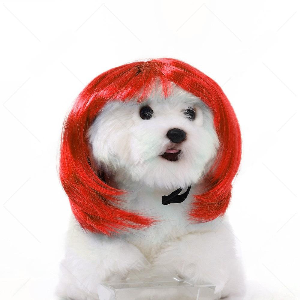 Funny Dog Wig Fashionable Pet Hair Accessory Adjustable Soft Material For Small Dogs Perfect For Parties Halloween Costumes And Cute Pet Photos