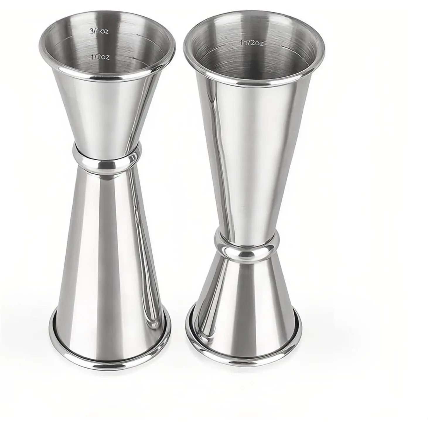 2-Piece Dual-Sided Bartending Jigger Set - 1oz & 2oz Measured Markings, 304 Stainless Steel, Food-Grade Cocktail Measuring Tool for Professional & Home Bars