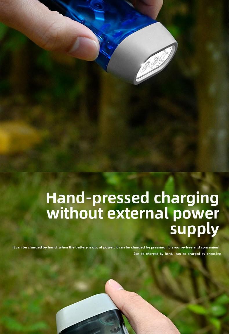 Outdoor hand-operated automatic power-generating emergency flashlight LED 3-light manual ultra-bright convenient mini flashlight