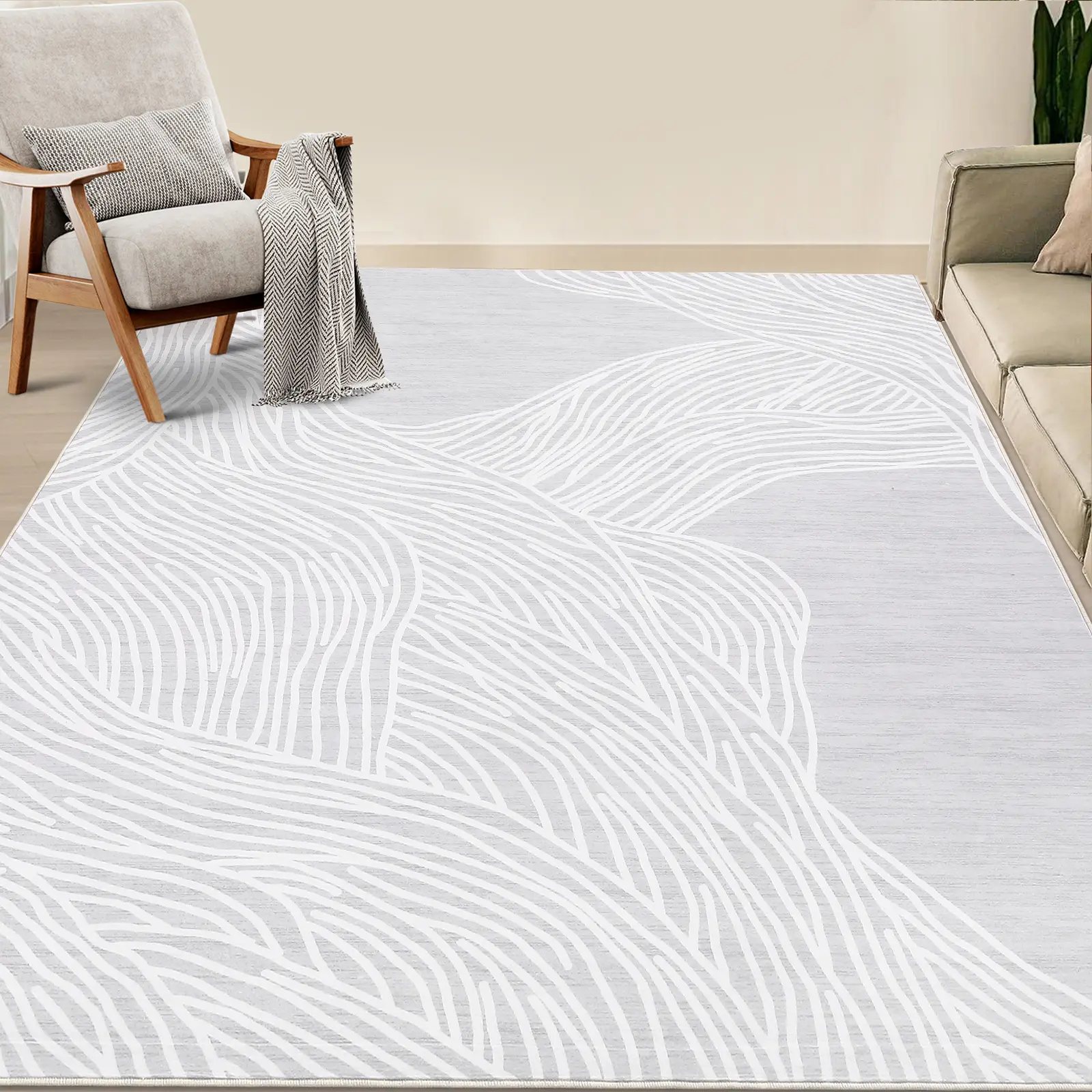 2*6ft/5*7ft/8*10ft/9*12ft/10x13 ft Oversized Area Rug - 350g Plush Shaggy Carpet, Machine Washable Non-Slip Extra Large Modern Abstract Rug for Open Floor, Home Decor