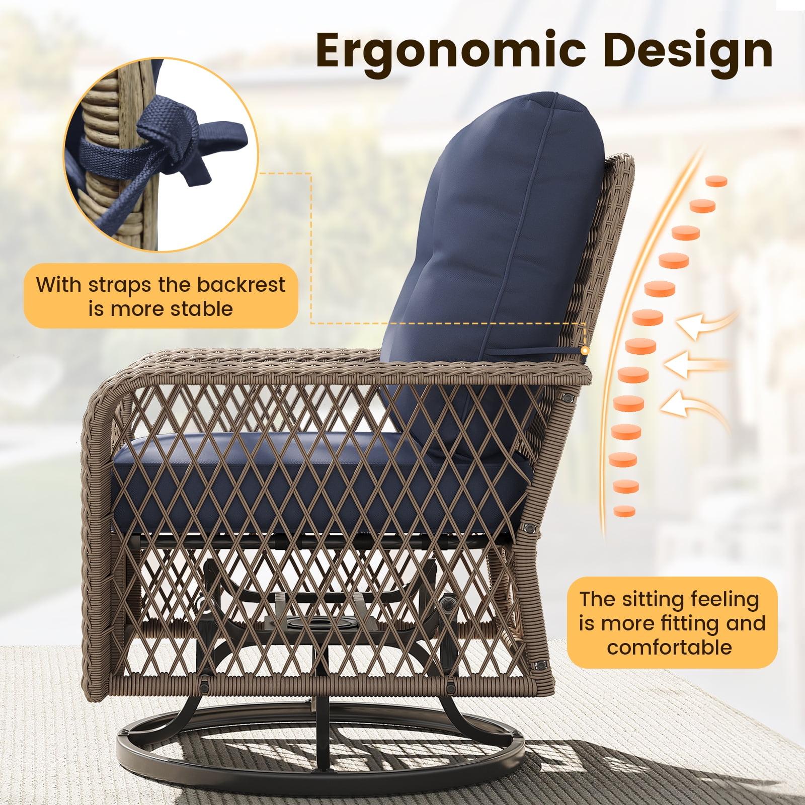 UDPATIO 3 Pieces Greenish Patio Furniture Set, Outdoor Swivel Rocking Chairs Wicker Patio Bistro Set Glass Top Side Table and Thickened Cushions Lounge SpringGardening UDPATIO 3 Pieces Greenish Patio Furniture Set, Outdoor Swivel Rocking Chairs Wicker Patio Bistro Set Glass Top Side Table and Thickened Cushions Lounge SpringGardening