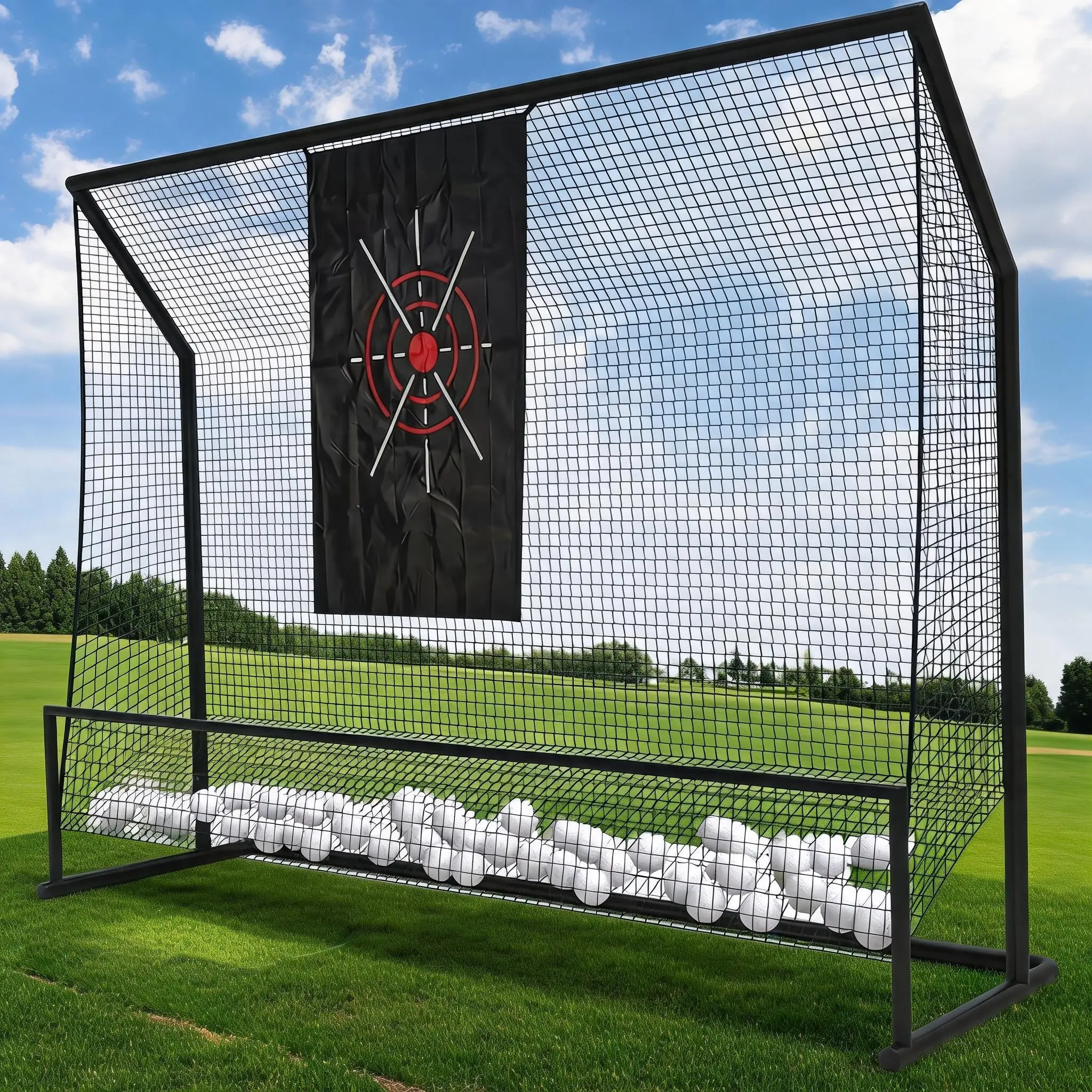 Heavy Duty Golf Practice Net 10x7.5FT – Durable Training Aid with Objective Cloth & Carry Bag – For Backyard or Indoor Use – Real Golf Ball Hitting & Chipping Net