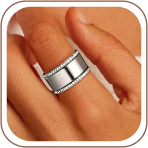 Trendy 3-Pack Stackable Rings for Women - 18K Gold Plated Cubic Zirconia Simulated Diamond Oura Stack Rings for Women Size 6-10