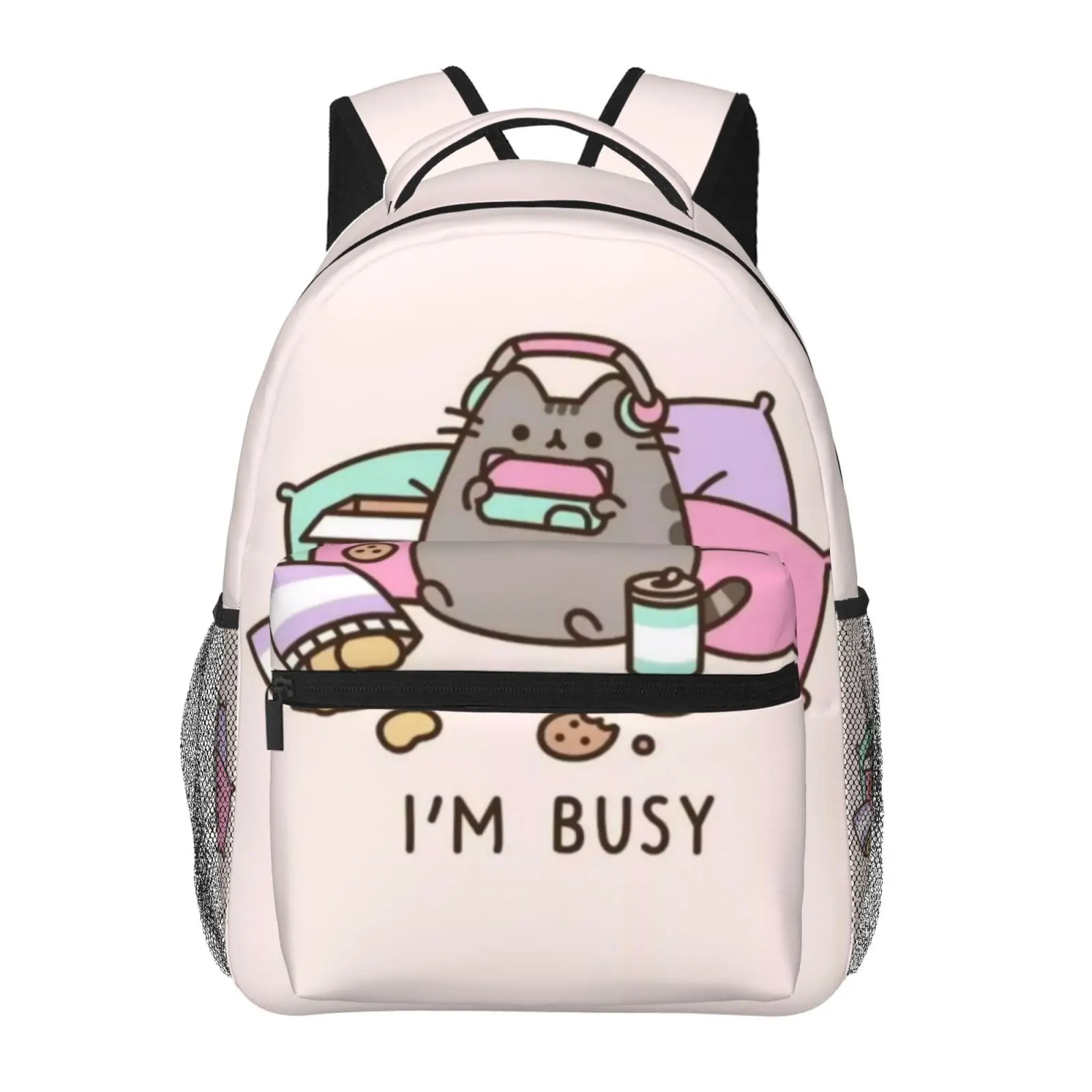Large Capacity Cartoon  Pusheen3 Backpack, Anime Student School bag, boys girls Breathable Adjustable Shoulder Straps School Daypack, Durable Lightweight Book Bag for Daily School Travel Camping Office