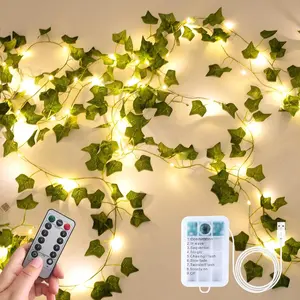 Fake Plants Vines 33ft 100 LED Artificial Ivy Garland with Fairy Lights for Home Living Room Bedroom wall Art Aesthetic Office Coffee Wedding Party Farmhouse Dorm Outdoor Garden Decor