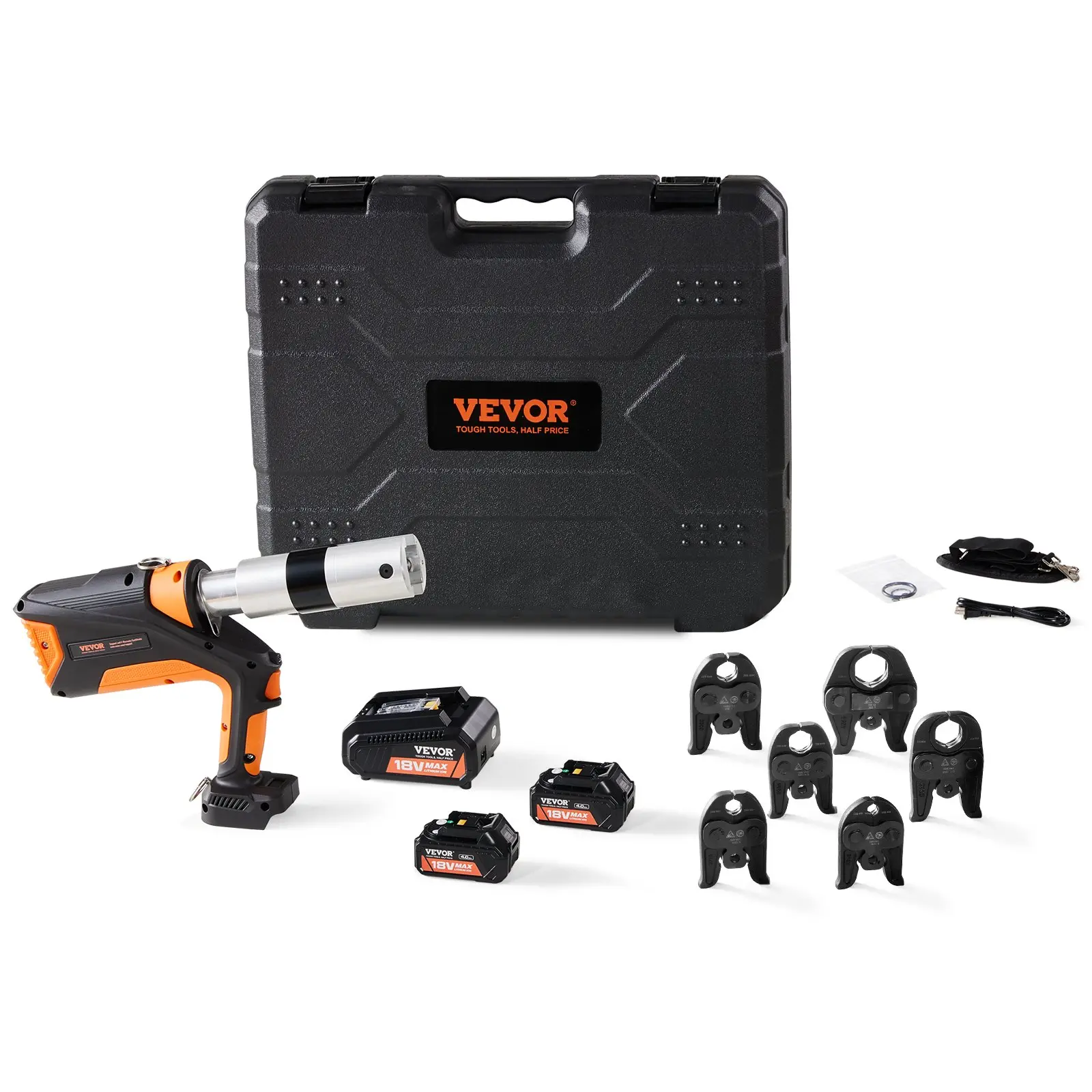 【DealsForYouDays】VEVOR 18V Press Tool, 32KN Electric Pipe Crimping Tool for 1/2" to 2" Copper Pipes, 360 Rotation Automatic Crimper with Brushless Motor 6 Jaws - Compatible with ProPress