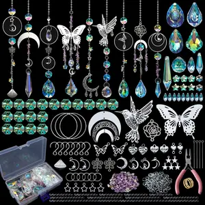 HYBEADS DIY Suncatchers, 400pcs Sun Catchers Making Supplies Kit Art and Crafts for Adults Hanging Prism Sun Catcher with Crystals Rainbow Maker for Indoor Window Home Wedding Garden Christmas Decor