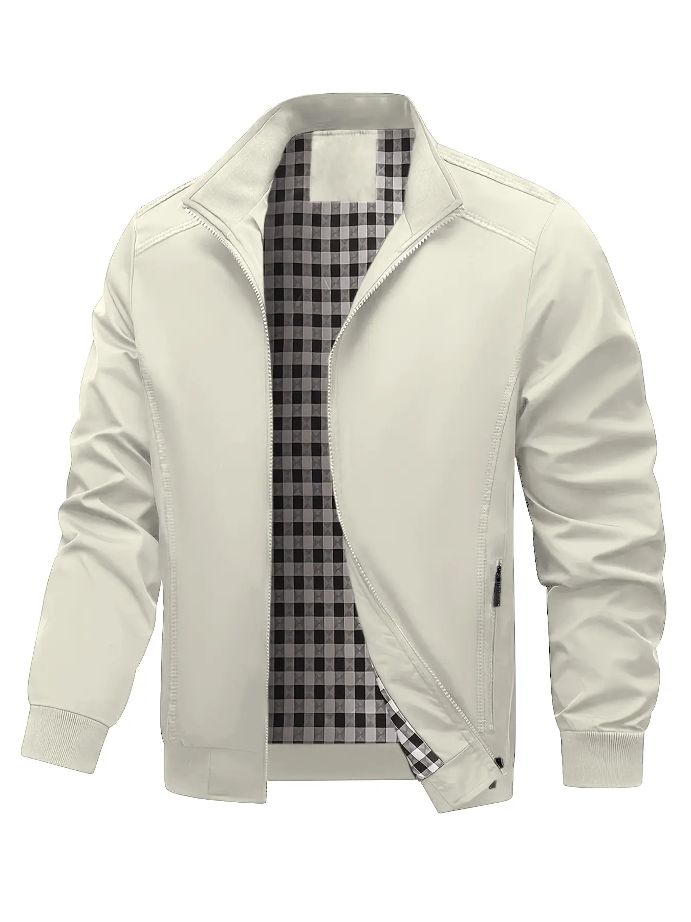 Men's Casual Woven Zippered Jacket Coat, Soft Warm Fabric, Easy Clean, Fitted Design, Spring & Fall Wear, Daily Leisure, Casual Fitted Jackets, Zip Up Jackets, Casual Comfy Jacket, Casual Fashion Coat