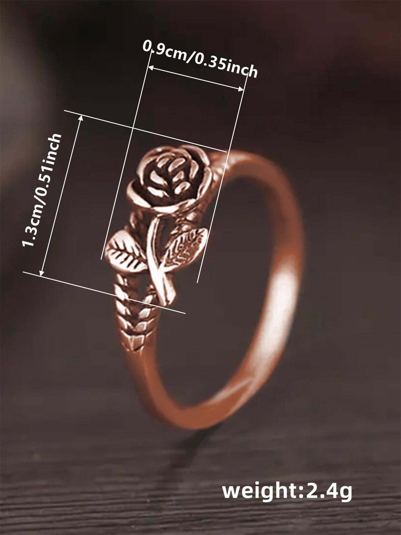 Women's Elegant Flower Design Engagement Ring, Promise Ring Gf, Trendy All-match Promise Ring for Women & Girls, Fashion Vintage Jewelry As Gift for Daily & Party Decor, Wedding Promise Rings, Rose Flower Ring
