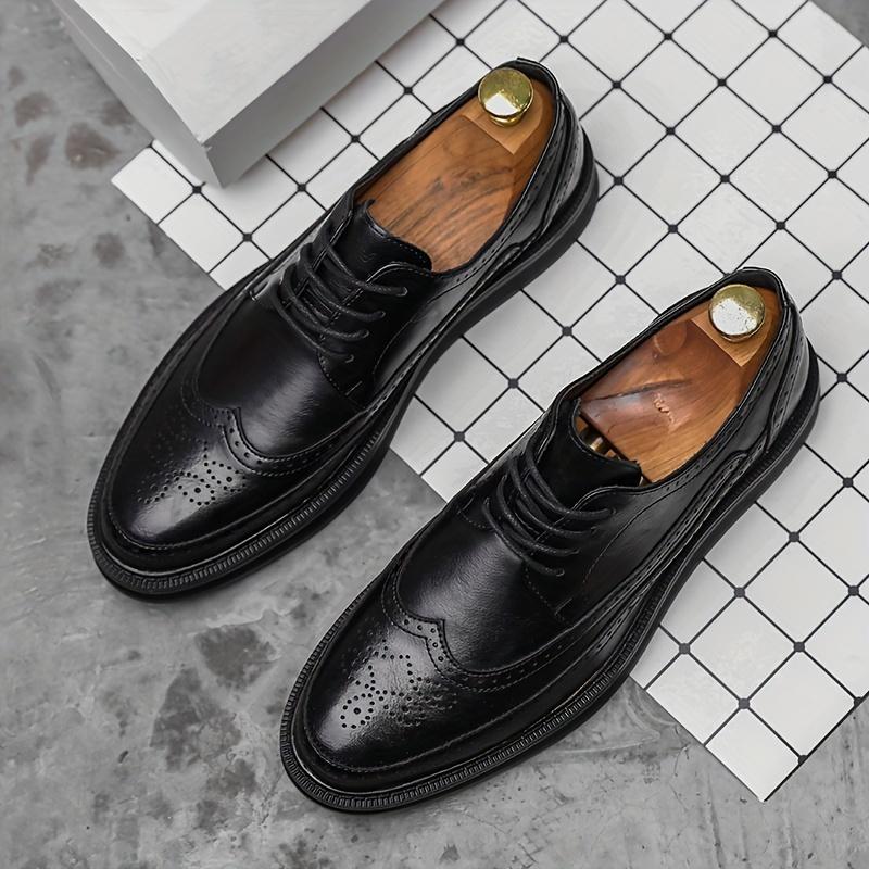 BIGWIG Men'S Fashion White Block Shoes with Thick Sole, Casual Business Wedding Office Footwear, All-Season Lace-Up Round Toe with Rubber Sole and EVA Insole for Party Vacation