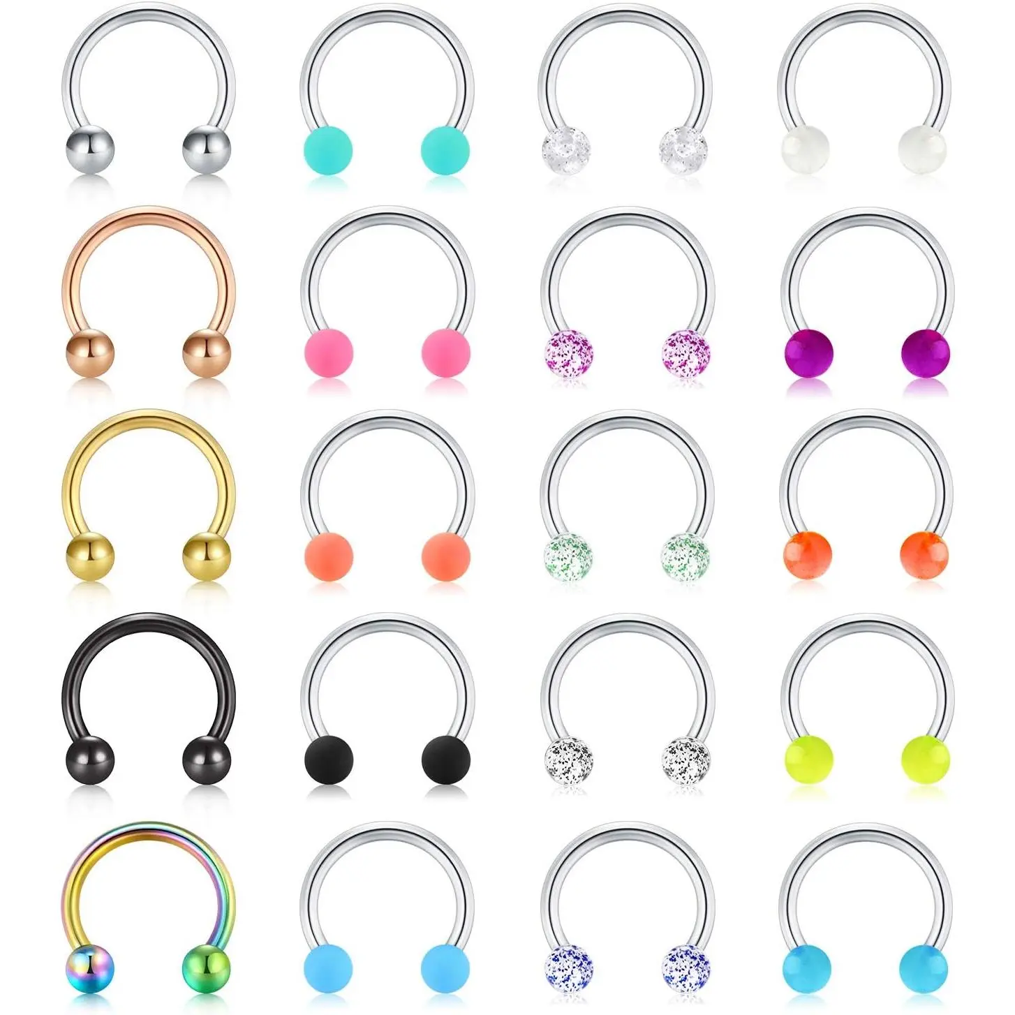 16G Stainless Steel Horseshoe Nose Septum Rings   Cartilage Helix Tragus Earring Hoop Lip Horseshoe  Retainer for Women Men 8mm 10mm