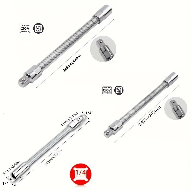 1/2 Inch 35cm Socket Ratchet Wrench Set - 3 Bendable Shafts, Wrench Extender Tool, Connecting Rod - Automotive Car Repair Tools for Home & Car Maintenance 1/2 Inch 35cm Socket Ratchet Wrench Set - 3 Bendable Shafts, Wrench Extender Tool, Connecting Rod - Automotive Car Repair Tools for Home & Car Maintenance
