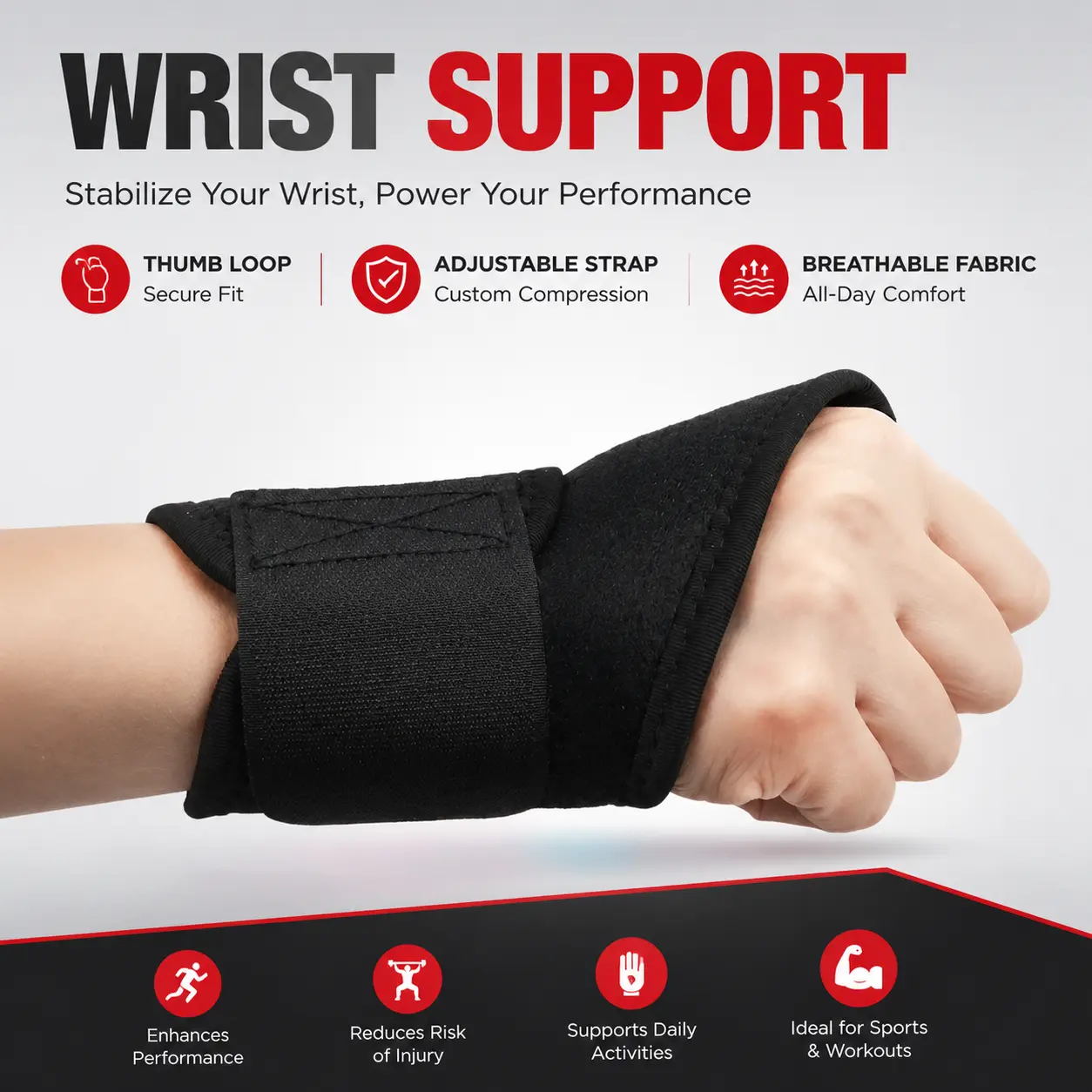Adjustable Moisture-Wick Compression Wrist Support Brace for Basketball & Fitness Training - Elastic, Breathable, Ergonomic Sports Wrist Wrap for Men