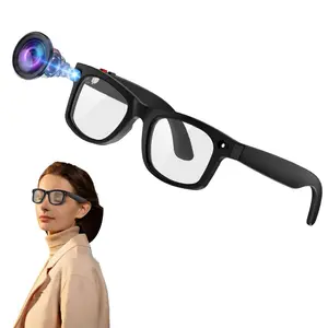 Smart Glasses with 2MP Camera Anti-shake,   Hands-free Video Recording ,AI Assistant, AI Real-Time Translation,Bluetooth Calling, Music Control, 3 Lenses Total (Transparent Anti-blue Lenses + Sunglasses Lenses+Brown Lenses)