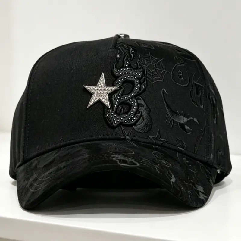 EL BARBAS HATS B-STAR GRAFFITI BLACK SNAPBACK HAT Unisex Adjustable Streetwear Embroidered Hat Limited Edition High Quality Casual Hat