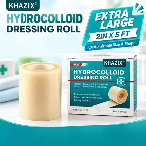 Hydrocolloid Roll for Wound Care, Customizable Skin Patches, Waterproof & Sweatproof for Blemishes, Highly Absorbent for Burn, Blister, Acne Care, First Aid Kit Essential (5cmx150cm / 2in x 5ft)