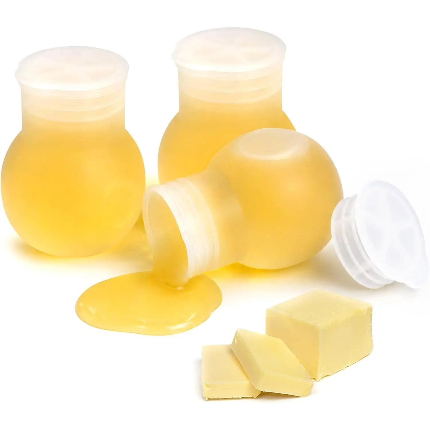 Butter Warmer, 3-Pack  Butter Melting Pot with Lid & Pouring Spout, Microwave Safe Butter Melter Cup for Butter, , Sauce, Baking and Cooking