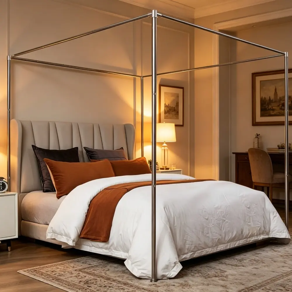 Thickened stainless steel quadrilateral bedspread frame risers, thickened stainless steel bed frame, thickened stainless steel bracket rods, thickened casting connectors and bases for all types of bed mosquito nets, bedspread toppers(brackets only)