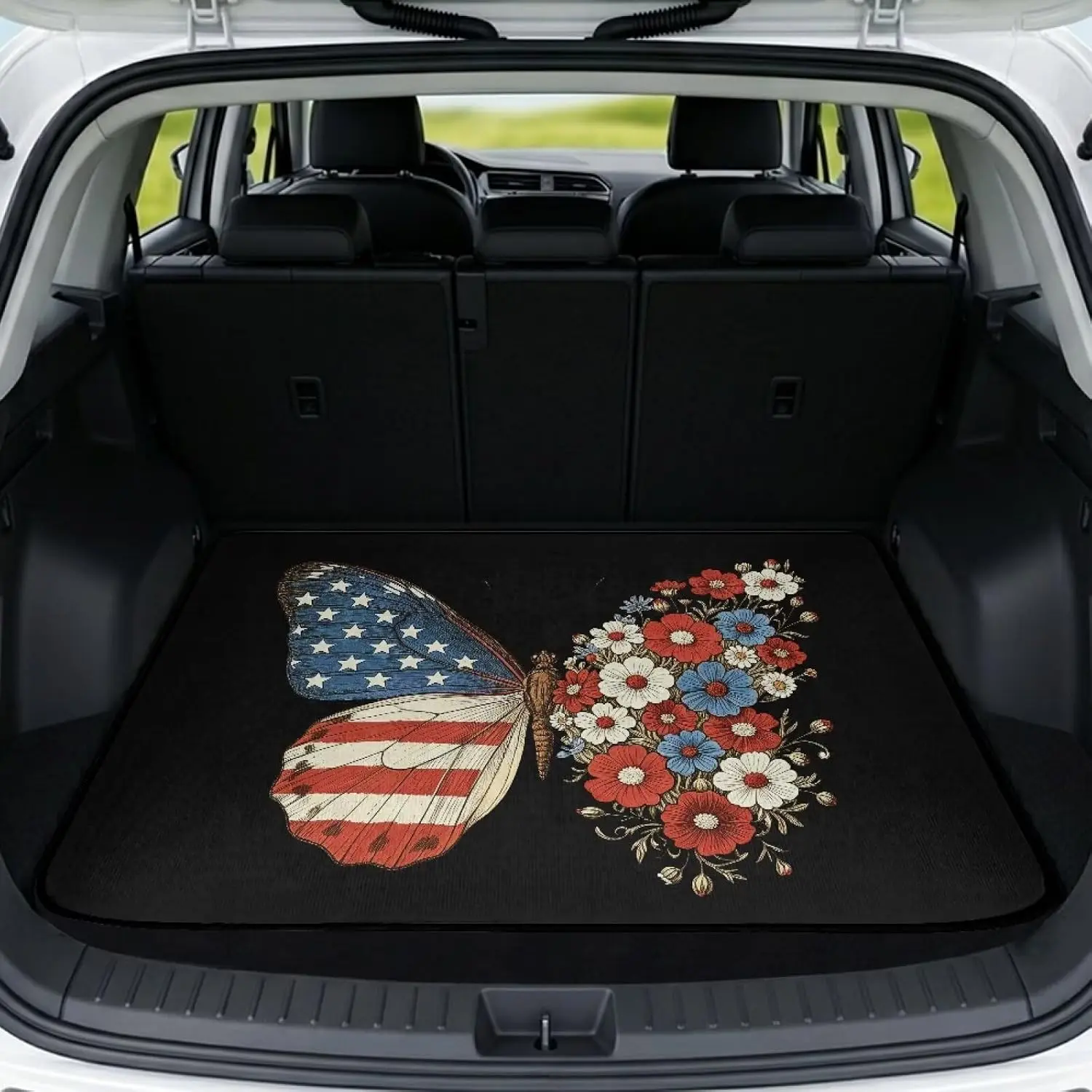 Butterfly Universal Car Trunk Mat 29" x 39" All Weather Heavy Duty Trunk Liner Anti-Slip Floor Mat Universal Automotive Trunk Protection Mat for Cars, SUVs, Trucks
