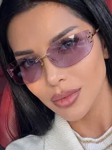 Fashion Frameless Luxury Metal Sunglasses for Women, Y2K Style Personality Sun Glasses, Ideal for Outdoor Shopping and Vacation