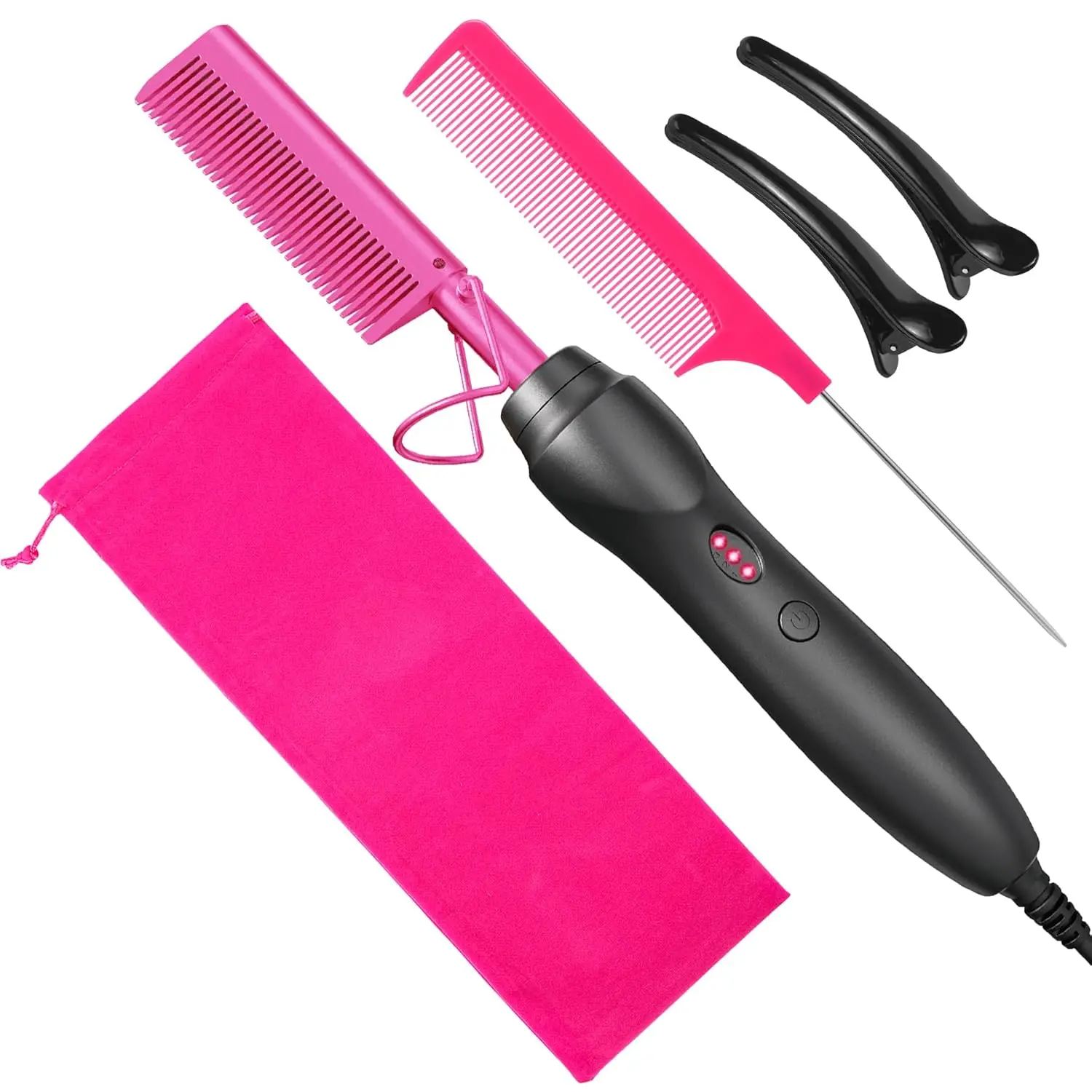 Hot Comb Hair Straightener Heat Pressing Combs - Ceramic Electric Hair Straightening Comb for Natural Black Hair Beard Wigs Holiday Gift