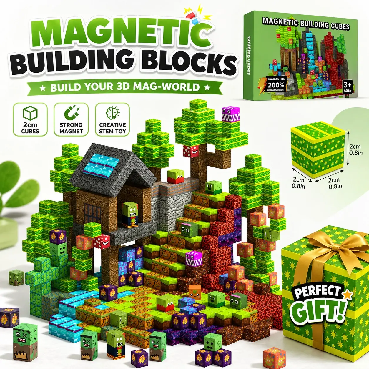100/150pcs Plant Vs Zombie Magnetic Building Blocks, Magnetic Building Cubes, Pixel Style Puzzle Toys, Stem Educational Early Learning, Kids Family Gift