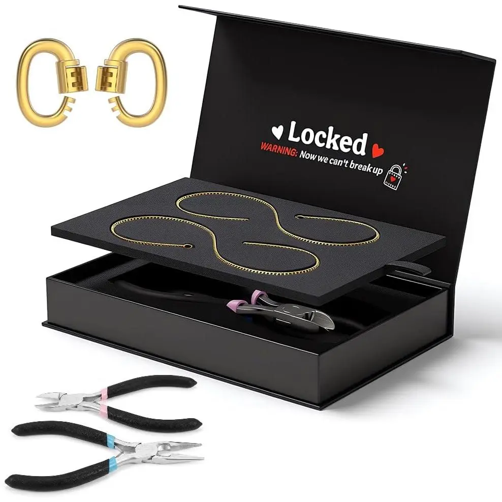 Permanent Bracelet Kit for Couples - DIY Sterling Forever Bracelets Making Set with Locking Heart Clasp, Ideal  for Christmas, Anniversary, Valentine's Day & Date Night Activity