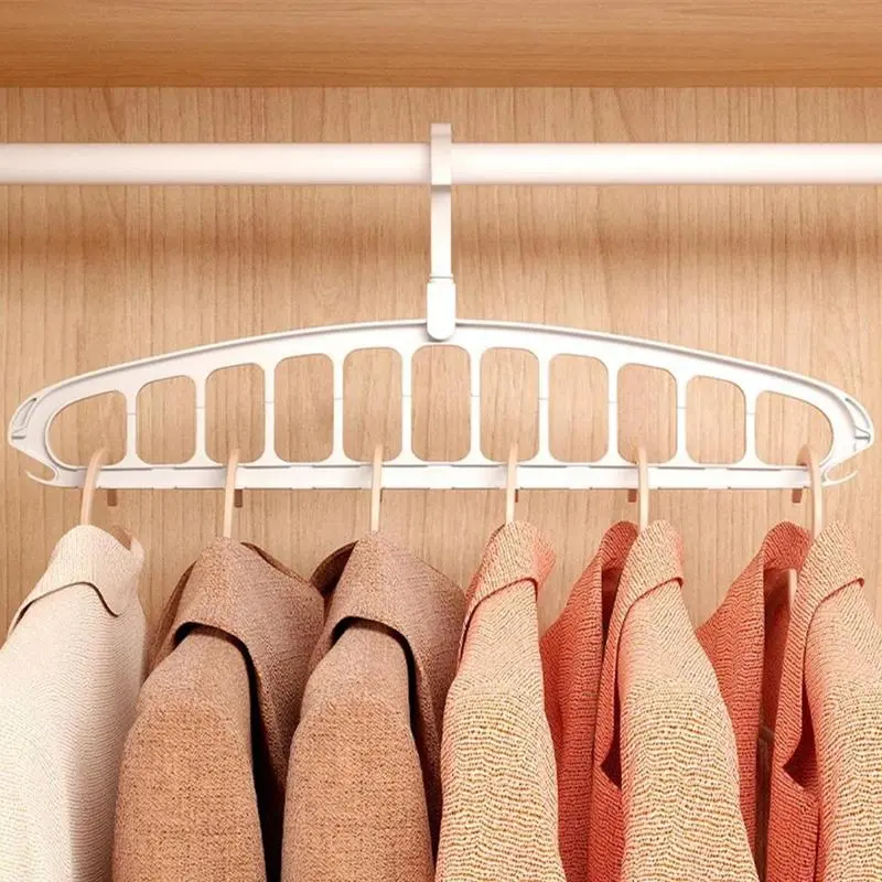 Rotatable Folding Clothes Hanger, 2 Count Modern Space-Saving Large-Capacity Rotating Clothes Hanger for Wardrobe & Dormitory, Bedroom Organizer Accessories, Household Items, Space Saving Hangers, Plastic Hangers, Storage Hangers