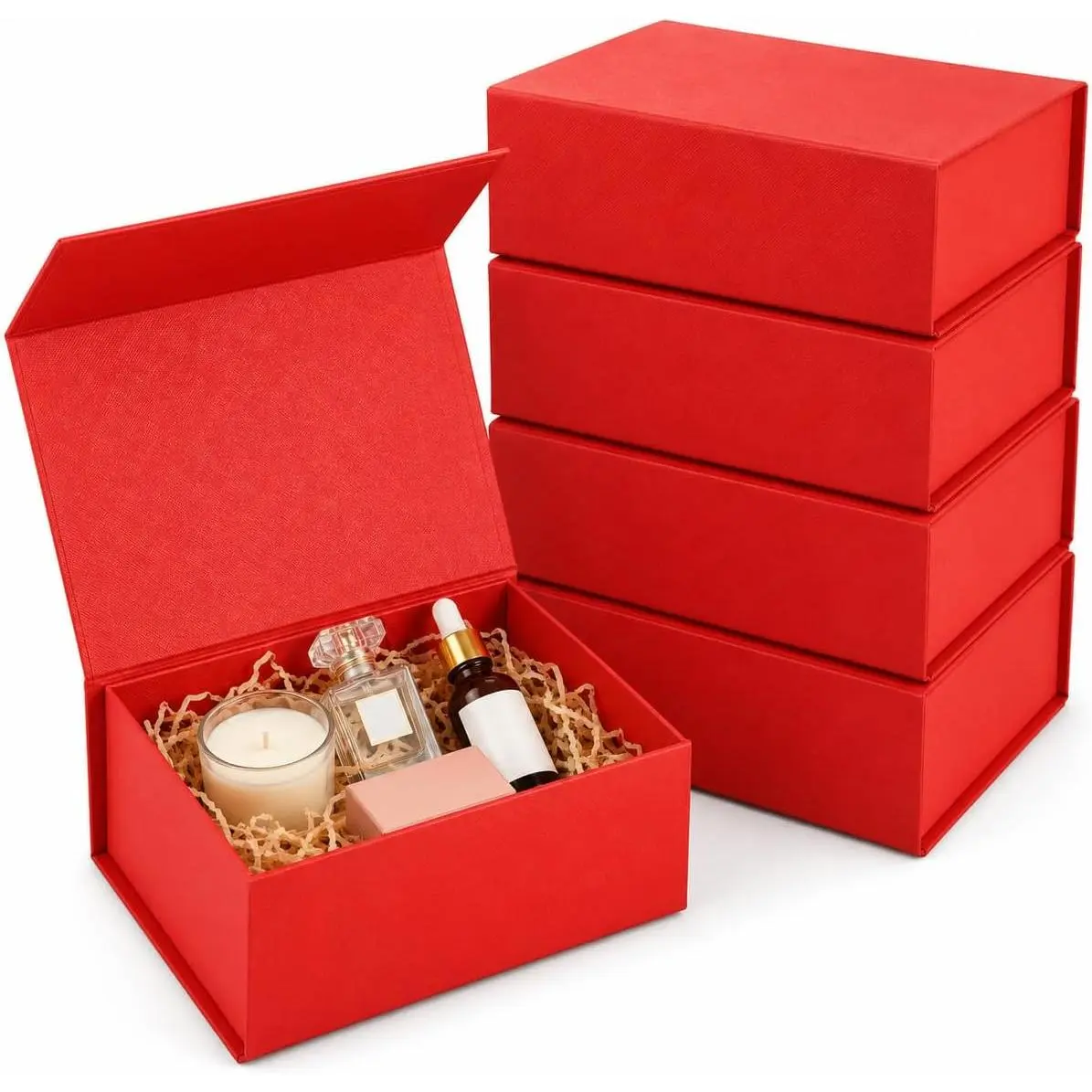 5 Pack 10x7x4 Inches   Box, Red  Boxes with ,  Boxes with  ,  Box for Wedding, Christmas, Birthdays, Mother's Day, Bridesmaid Proposal Boxes